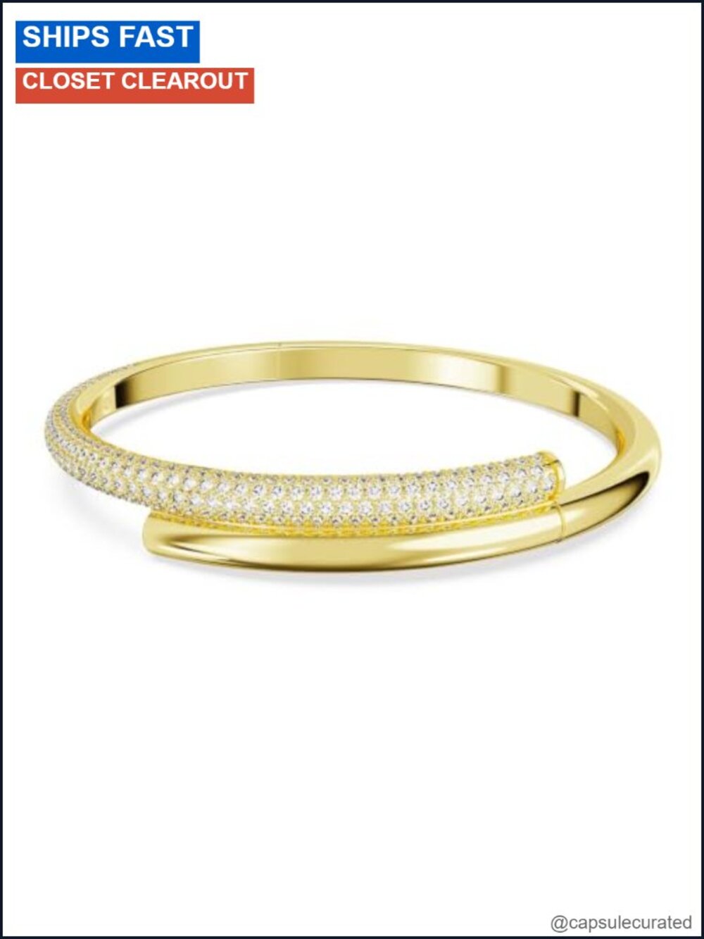 Swarovski Dextera Bangle Gold-Tone Plated Clear Pavé Magnetic Closure